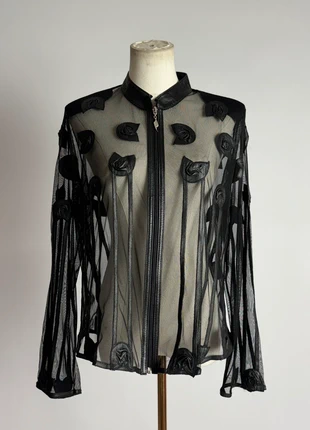 90s 2000 Haut en tulle & cuir véritable sculpté Y2k sculpté 3d expérimental, brand: Vintage, condizioni: Ottime, taglia: M / IT 42 / EU 38, €180.00, €189.70 include la Protezione acquisti Pro