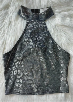 Topshop Silver Halter Neck Zip Top – UK 6, brand: Topshop, condition: Very good, size: XS / UK 4-6, £1.00, £1.75 includes Buyer Protection