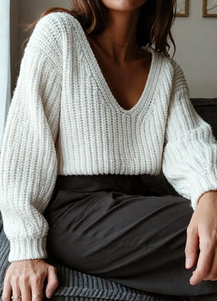 Pull grosse maille épais col en v Tricoté Chaud Hiver court FR34 XS, brand: H&M Conscious, condition: Very good, size: XS / 34 / 6, €18.50, €20.13 includes Buyer Protection Pro