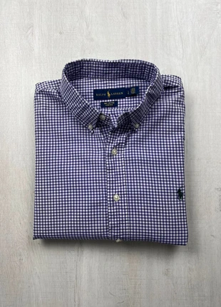 Chemise Ralph Lauren à carreaux violets et blancs logo vert brodé - Taille L - homme stretch casual, marca: Ralph Lauren, estado: Muito bom, tamanho: L, €32.00, €34.30 inclui Proteção do Comprador Pro