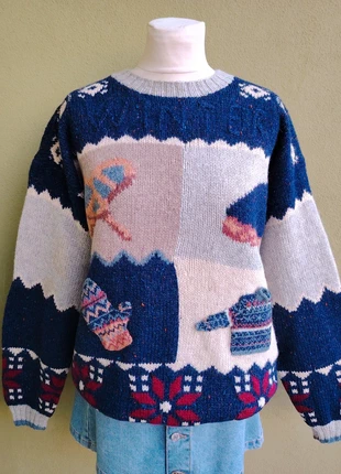 Maglione natalizio in pura lana, brand: Vintage, condizioni: Ottime, taglia: L / IT 44 / EU 40, €48.00, €51.10 include la Protezione acquisti