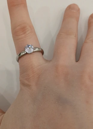 Bague solitaire en acier inoxydable et zircon – élégance classique, brand: histoire d'or, condition: Very good, size: 16.9 mm Ø, €4.90, €5.85 includes Buyer Protection Pro