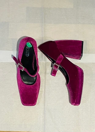 RAID fuchsia pink velvet Mary Jane platform block heel shoes, marque: Raid, état: Neuf sans étiquette, taille: 37, 8,00 €, 9,10 € Protection acheteurs incluse