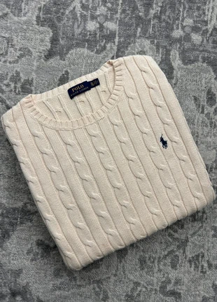 Pull Torsadé en Maille / Cable Knit RL / Ralph Lauren Beige Taille XL - Logo Bleu Marine Brodé, brand: Ralph Lauren, condition: Good, size: XL / 42 / 14, €45.00, €47.95 includes Buyer Protection Pro