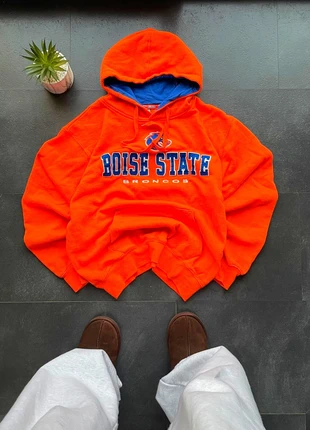 Pull avec capuche Boise State logo brodé vintage 90s - couleur orange , bleu marine - taille M 💫, marca: Vintage Dressing, estado: Muito bom, tamanho: M, €10.00, €11.20 inclui Proteção do Comprador Pro