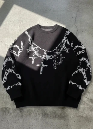 Pull Gothique Oversize Noir – Streetwear / Grunge / Cross Pattern / Hiver, brand: STARTERR, condizioni: Ottime, taglia: M, €52.90, €56.25 include la Protezione acquisti