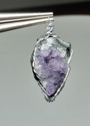Pingente com drusa de ametista, pedra natural, marque: Pierre, état: Neuf avec étiquette, 4,50 €, 5,43 € Protection acheteurs incluse