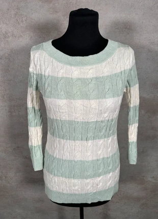 Pull Maille Torsadée Cable Knit Vintage Ann Taylor vert menthe et ivoire taille S, brand: Vintage Dressing, condition: Very good, size: S / 36 / 8, €15.00, €16.45 includes Buyer Protection Pro