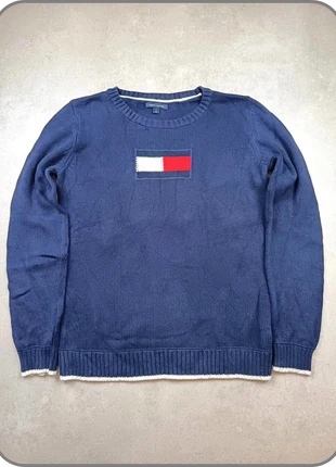 Pull en maille col rond Tommy Hilfiger flag big logo 100% coton bleu/marine taille M, brand: Tommy Hilfiger, condition: Very good, size: M / 38 / 10, €17.90, €19.50 includes Buyer Protection Pro