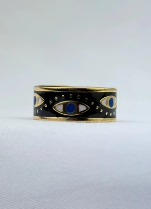 Bague Œil Doré Noir Et Blanc Ajustable En Acier Inoxydable, marque: CHROME, état: Très bon état, taille: Ajustable, 12,00 €, 13,30 € Protection acheteurs (Pro) incluse