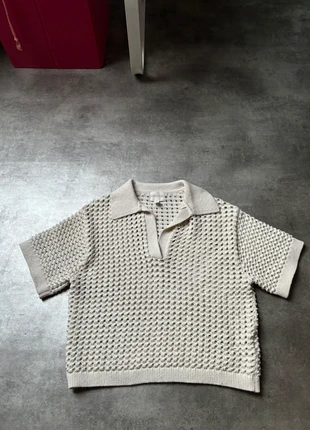 Polo en maille/crochet crème h&m - taille S, brand: H&M, condition: Very good, size: S / 36 / 8, €15.00, €16.45 includes Buyer Protection
