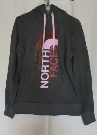 Sweat à capuche The North Face femme taille S , gris et violet, poches, logo vertical, merk: The North Face, staat: Heel goed, maat: S / 36 / 8, € 25,00, € 26,95 inclusief Kopersbescherming