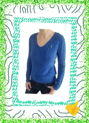 Pull torsadé Ralph Lauren col V bleu taille M, brand: Ralph Lauren, condition: Good, size: M / 38 / 10, €33.00, €35.35 includes Buyer Protection