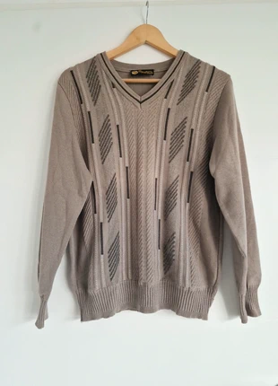 Vintage Merino Wool Geometric Sweater – Taupe – M/L, brand: Vintage Dressing, condition: Very good, size: L, €18.00, €19.60 includes Buyer Protection