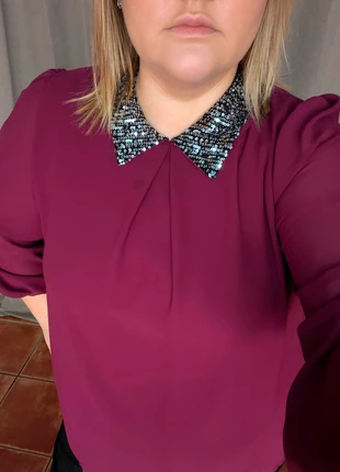 Blouse à sequin bordeaux taille unique 38/44, marque: Boutique indépendante, état: Neuf avec étiquette, taille: XL / 42 / 14, 22,00 €, 23,80 € Protection acheteurs (Pro) incluse