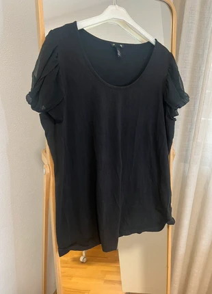 Camiseta Negra Detalle Mangas, marca: H&M, estado: Bueno, tamaño: XXL / 44 / 16, 1,50 €, 2,28 € Protección al comprador incluida