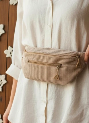 Sac banane femme – Beige – Velours côtelé – Style rétro & fonctionnel, brand: Tendance, condition: New without tags, €12.00, €13.30 includes Buyer Protection Pro