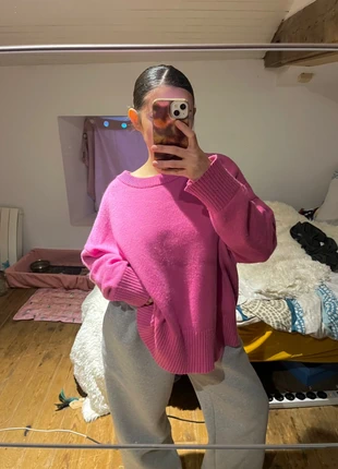Pull over sweat sweater rose violet oversize en laine maille, marque: Zara, état: Très bon état, taille: XL / 42 / 14, 15,00 €, 16,45 € Protection acheteurs incluse
