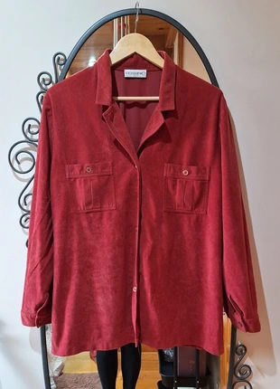 Camisa vintage roja con textura piel de melocotón, marque: Vintage Dressing, état: Bon état, taille: XL / 42 / 14, 12,00 €, 13,30 € Protection acheteurs incluse