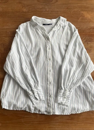 Chemise légère rayée blanc bleu Kiabi taille L lin viscose casual minimaliste V093, brand: Kiabi, condizioni: Ottime, taglia: L / IT 44 / EU 40, €7.00, €8.05 include la Protezione acquisti