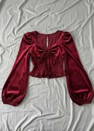 Top Velours Bordeaux Style Glam Chic Romantique Manches Bouffantes, marque: Vintage Dressing, état: Très bon état, taille: M / 38 / 10, 44,99 €, 47,94 € Protection acheteurs incluse