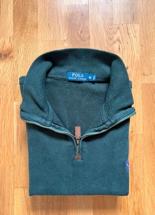 Half zip 1/4 de zip col camionneur Ralph Lauren | taille XL | vert foncé logo brodé violet, brand: Ralph Lauren, condition: Very good, size: XL, €35.00, €37.45 includes Buyer Protection