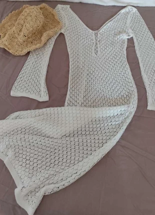 robe de plage maxi blanche tunique mailles ajourées, marque: sans marque, état: Neuf sans étiquette, taille: M / 38 / 10, 10,00 €, 11,20 € Protection acheteurs incluse