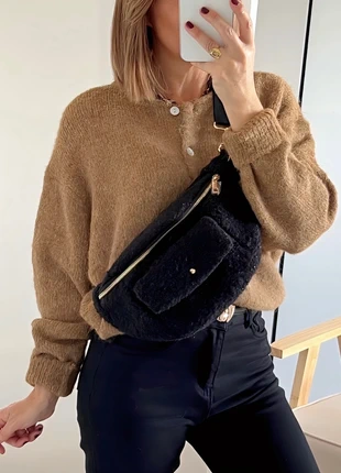 Sac banane noir matière effet mouton, brand: Boutique indépendante, condition: New with tags, €28.90, €31.05 includes Buyer Protection Pro