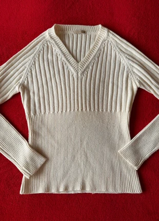 Coquette Knit Sweater - 50% Wool Cream V-Neck Pullover, brand: COQUETTE, condizioni: Ottime, taglia: Taglia unica, €13.00, €14.35 include la Protezione acquisti