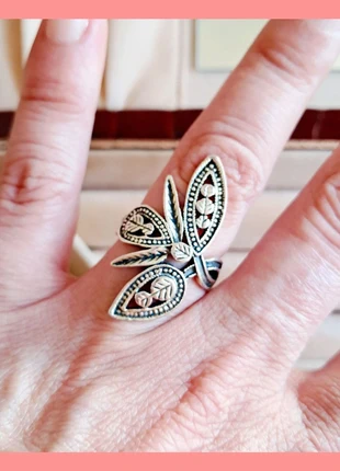 🔥 Anillo hojas plata brillante ● artístico 🔥 Silver leaf ring abstract design size 16mm, marque: Boutique Italiana, état: Neuf sans étiquette, taille: 18,1 mm, 9,00 €, 10,15 € Protection acheteurs incluse