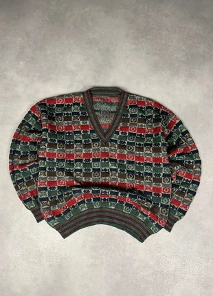 Pull col V maille vintage laine motifs carreaux multicolore L, marque: Vintage Dressing, état: Bon état, taille: L, 21,00 €, 22,75 € Protection acheteurs (Pro) incluse