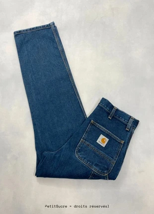 Jean Carhartt wip Bleu Marine Single Knee Pant Large Baggy Carpenter Denim - Taille S w27 #1081, marca: Carhartt, estado: Muito bom, tamanho: PT 36 | W27, €54.90, €58.35 inclui Proteção do Comprador Pro