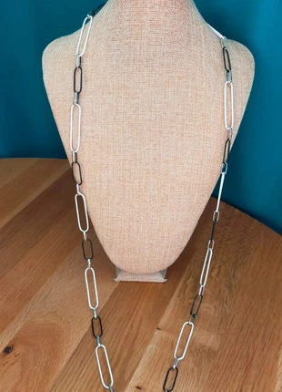 Collier fantaisie graphique noir & blanc – Collection PMN, marque: Fantaisie, état: Neuf sans étiquette, 6,00 €, 7,00 € Protection acheteurs (Pro) incluse