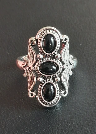 Bague triple pierre noire, condition: Very good, size: 18.1 mm Ø, €12.00, €13.30 includes Buyer Protection Pro
