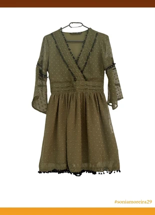 ZARA Green Boho Dress - Size XS, marca: Zara, estado: Muito bom, tamanho: XS / 34 / 6, €10.00, €11.20 inclui Proteção do Comprador