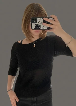 Maglia nera leggera e leggermente trasparente con piccoli brillantini – taglia S/M, état: Très bon état, taille: S / 36 / 8, 4,50 €, 5,43 € Protection acheteurs incluse