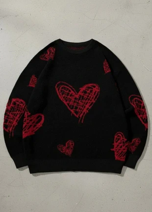 Pull noir cœur rouge / streetwear / oversize / graphique / tendance, marque: Heartwave Studio, état: Très bon état, taille: M, 59,90 €, 63,60 € Protection acheteurs incluse