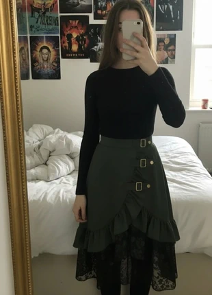 Jupe Asymétrique Dentelle Noire & Rouge – Élégante / Gothique / Chic / Automne, brand: Maison Dareléa, condition: Very good, size: M / 38 / 10, €59.99, €63.69 includes Buyer Protection Pro