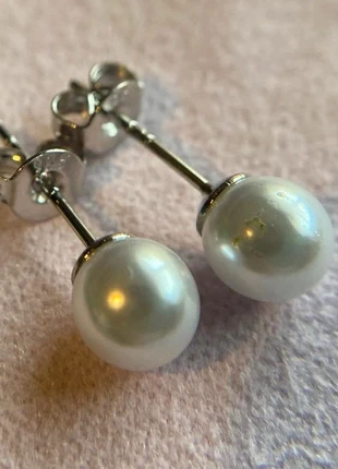 Beautiful pair of sterling silver earrings with white pearls of 6mm, état: Neuf sans étiquette, 7,95 €, 9,05 € Protection acheteurs incluse