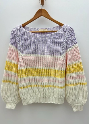Sézane – Pull rayé en coton & acrylique multicolore pastel – Taille S, marca: Sézane, estado: Muy bueno, tamaño: S / 36 / 8, 69,00 €, 73,15 € Protección al comprador Pro incluida