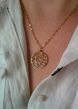 Médaille nuit étoilée 🌟 collier acier inoxydable réglable ajustable doré, marque: acier inoxydable, état: Très bon état, 8,00 €, 9,10 € Protection acheteurs (Pro) incluse