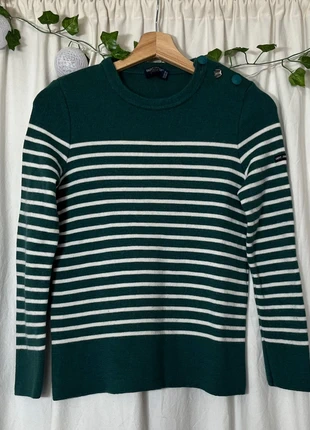 Pull marin à boutons marinière en laine Saint James made in France vert et blanc - taille XS, marca: Saint James, estado: Muy bueno, tamaño: XS / 34 / 6, 69,90 €, 74,10 € Protección al comprador incluida