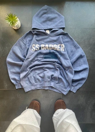 Pull avec capuche Badger US vintage 90s - couleur bleu , gris - taille L 💫, merk: Vintage Dressing, staat: Heel goed, maat: L, € 11,00, € 12,25 inclusief Kopersbescherming Pro