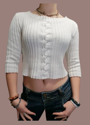 Crop top en maille écru 36-38 – Knitted crop sweater – Stricktop – Gebreide top, marca: Le petit baigneur, estado: Muy bueno, tamaño: S / 36 / 8, 12,00 €, 13,30 € Protección al comprador incluida