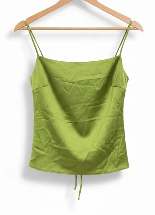 💚 Top satiné dos nu à lacer – Vert acidulé – T40 • Shein, brand: Shein, condition: Very good, size: L / 40 / 12, €4.00, €4.90 includes Buyer Protection