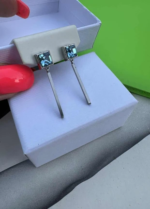 N_Boucles doreilles cristaux de swarovski aquamarine /acier argentée, brand: Cristaux swarovski, condition: Very good, €26.50, €28.53 includes Buyer Protection Pro