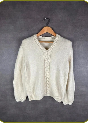 Pull femme torsadé col en V écru en maille épaisse taille M, marque: Vintage Dressing, état: Très bon état, taille: M / 38 / 10, 20,00 €, 21,70 € Protection acheteurs incluse