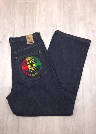 Jean baggy AKRESS style Rasta Roots brodé coupe large straight pour homme – Taille 44, marque: AKRESS, état: Très bon état, taille: W35 | FR 44, 59,00 €, 62,65 € Protection acheteurs (Pro) incluse