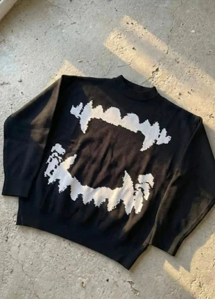 Pull noir motif blanc – streetwear/oversize/trendy, brand: Erisya Mode, condition: Very good, size: M, €59.90, €63.60 includes Buyer Protection