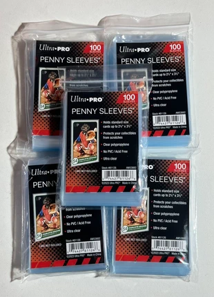 5 x paquets de 100 penny sleeves Ultra PRO, brand: Pokémon, condition: Very good, €5.50, €6.48 includes Buyer Protection Pro